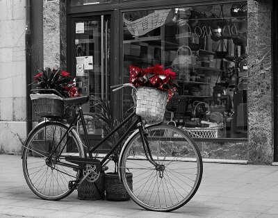 Черно-белые фотообои Городской велосипед